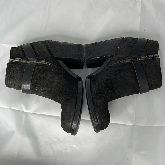 ASH Falcon Harness Moto Ankle Boots Black Brushed Leather Chunky Heels 38 8 - Picture 4 of 15